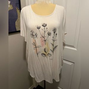 Philosophy Womens Blouse, 3x, Cream, Short Sleeve, Loose-fit